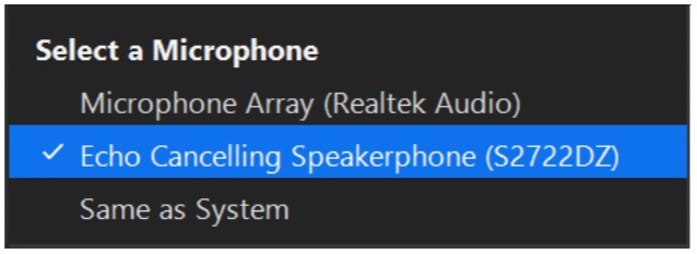 Select Microphone configuration dialog box