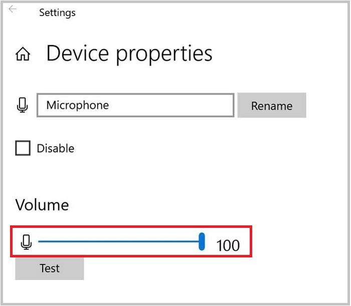 Volume setting in Device Properties