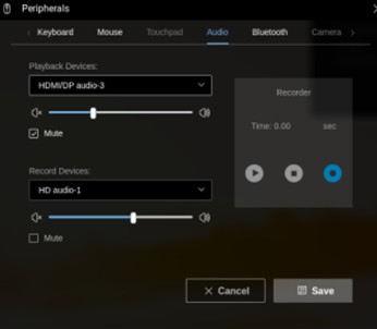 Název zvukového zařízení HDMI DP v systému ThinOS 9
