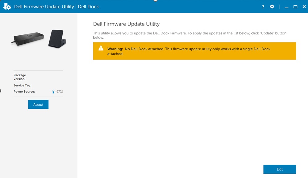 Warning no Dell Dock attached