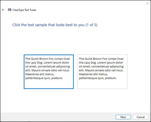 Click the text sample that looks best