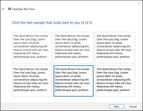 Click the text sample that looks best