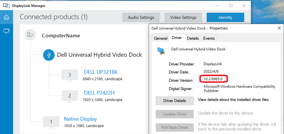 Displeje jsou rozpoznány po instalaci ovladače Display Link