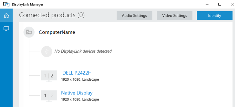 No DisplayLink Device detected