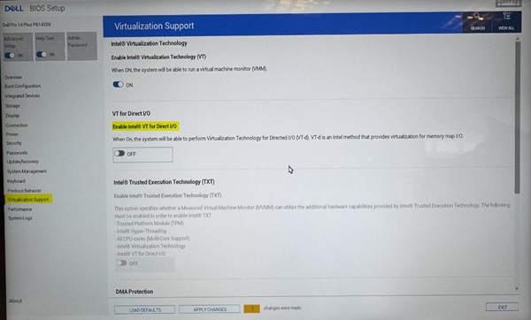 Deaktivieren Sie VT IO.