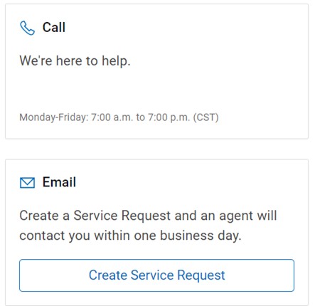Selecione a opção de contato