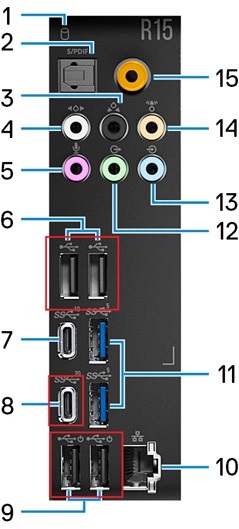 USB-порты на Alienware Aurora R15 с процессором AMD