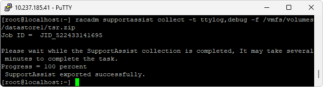 Collect logs via racadm command