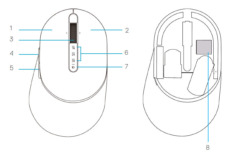 Dell MS5320W-musen set oppefra