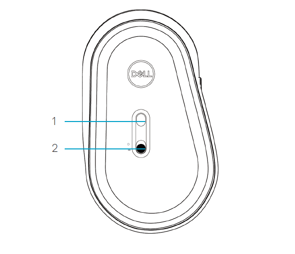 Vista inferiore del mouse Dell MS5320W