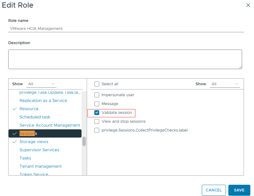 Screenshot showing how to add the privileges