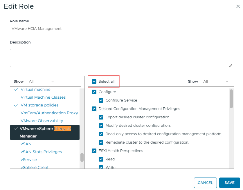 Screenshot showing how to add the privileges 