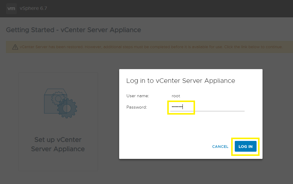 Zadání hesla uživatele root