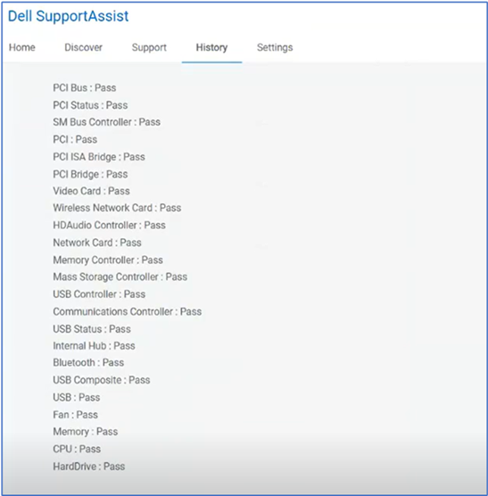 Revisione dei risultati di una singola scansione hardware nella pagina History