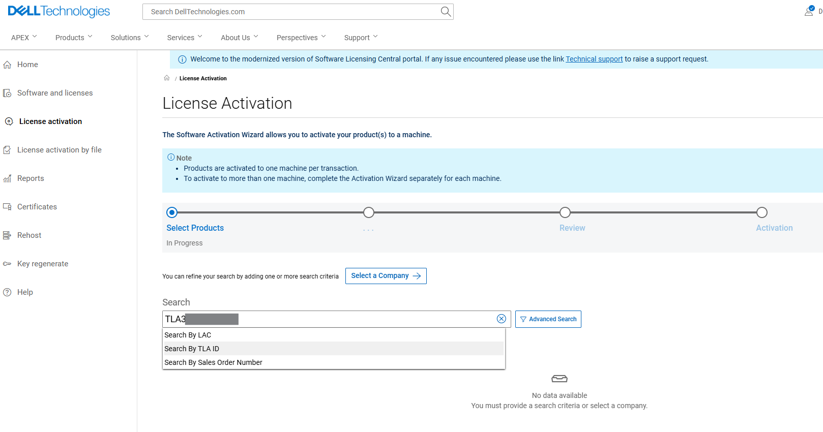 Software Licensing Central TLA Activation