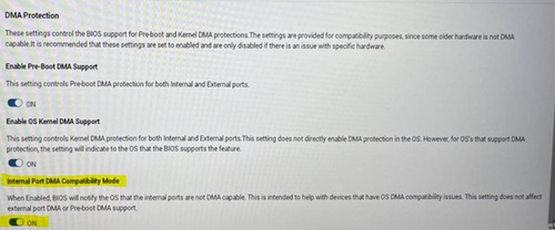 Aktiver DMA-kompatibilitetsmodus for intern port i BIOS