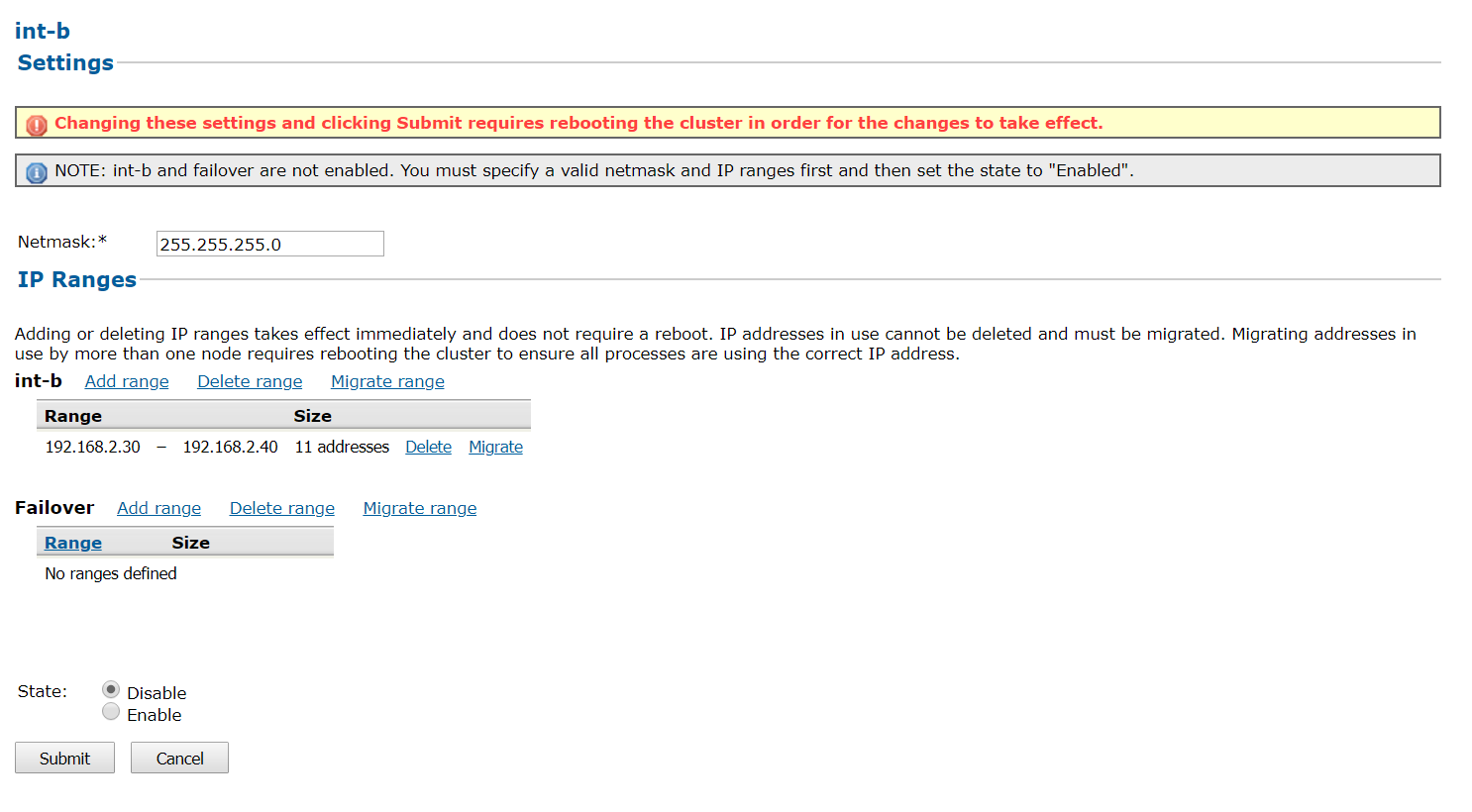 init-b failover shows it is not enabled