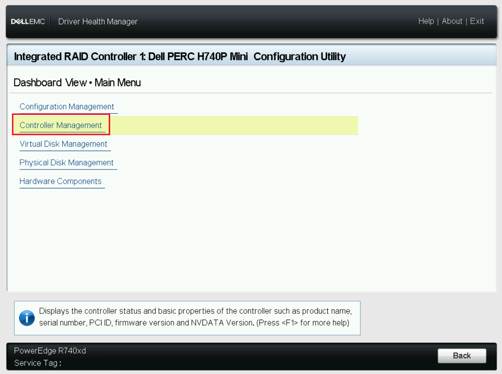 Selecione Controller Management