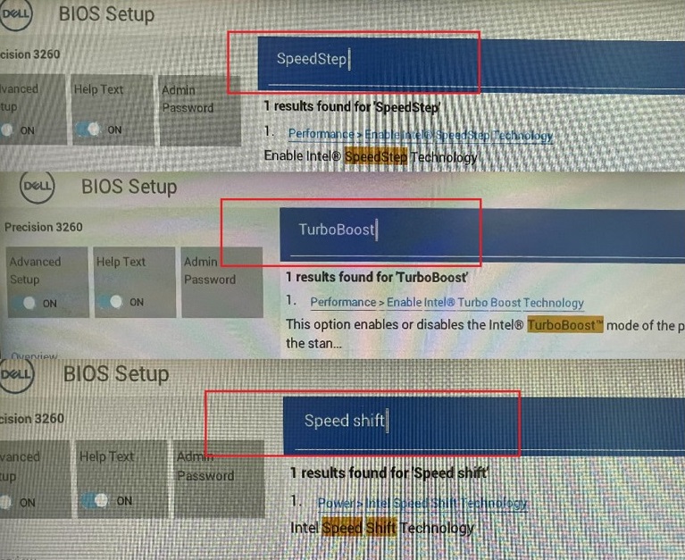 Três configurações alteradas pela função de pesquisa