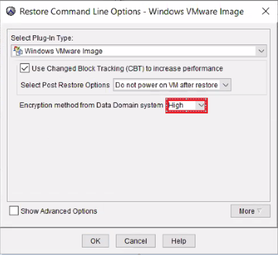 Avamar Restore GUI more options