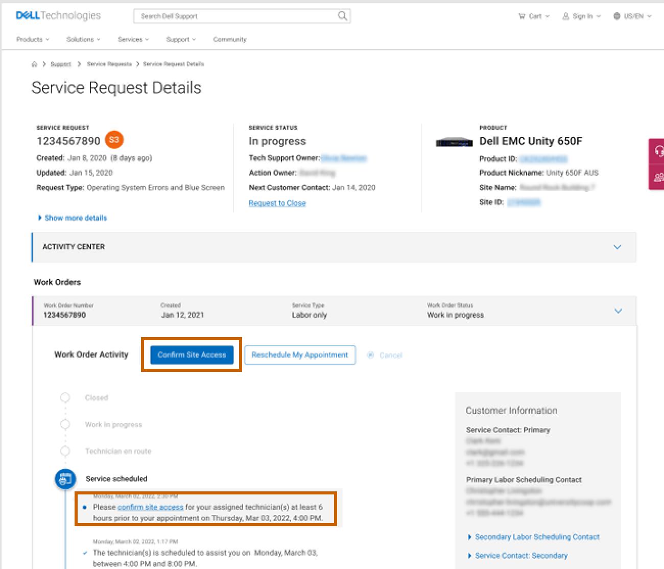 サービス予約のサイト アクセスを確認する方法 | Dell 日本