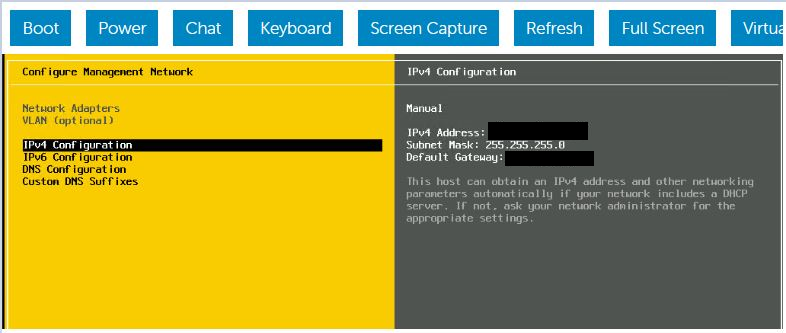 Capture d’écran de DCUI