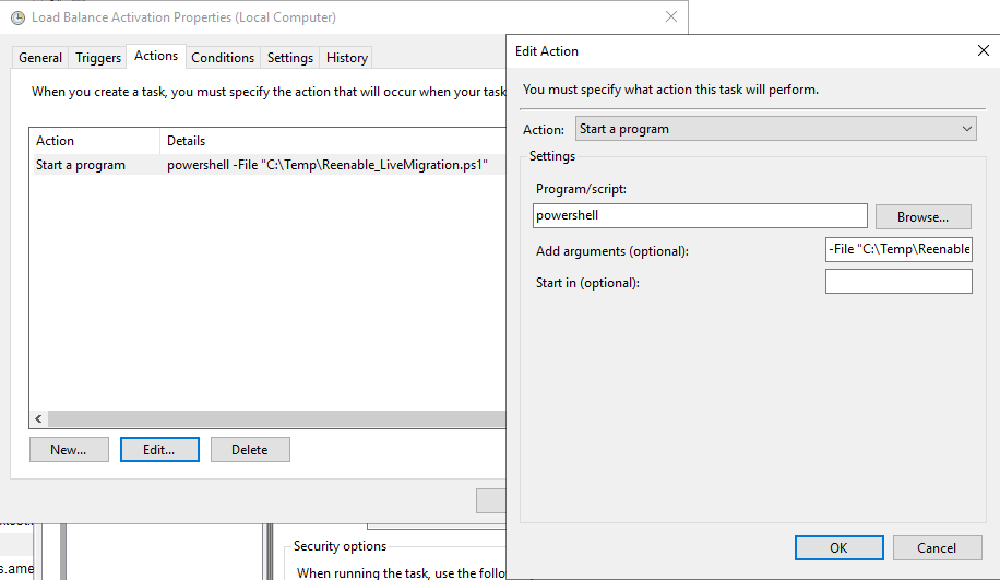 Example of specifying newly created arguments