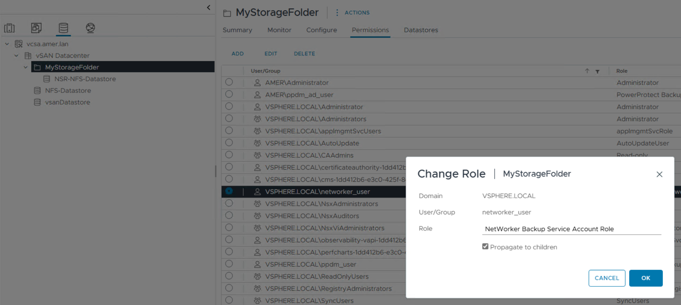 Rol wijzigen in aangepaste opslagmap