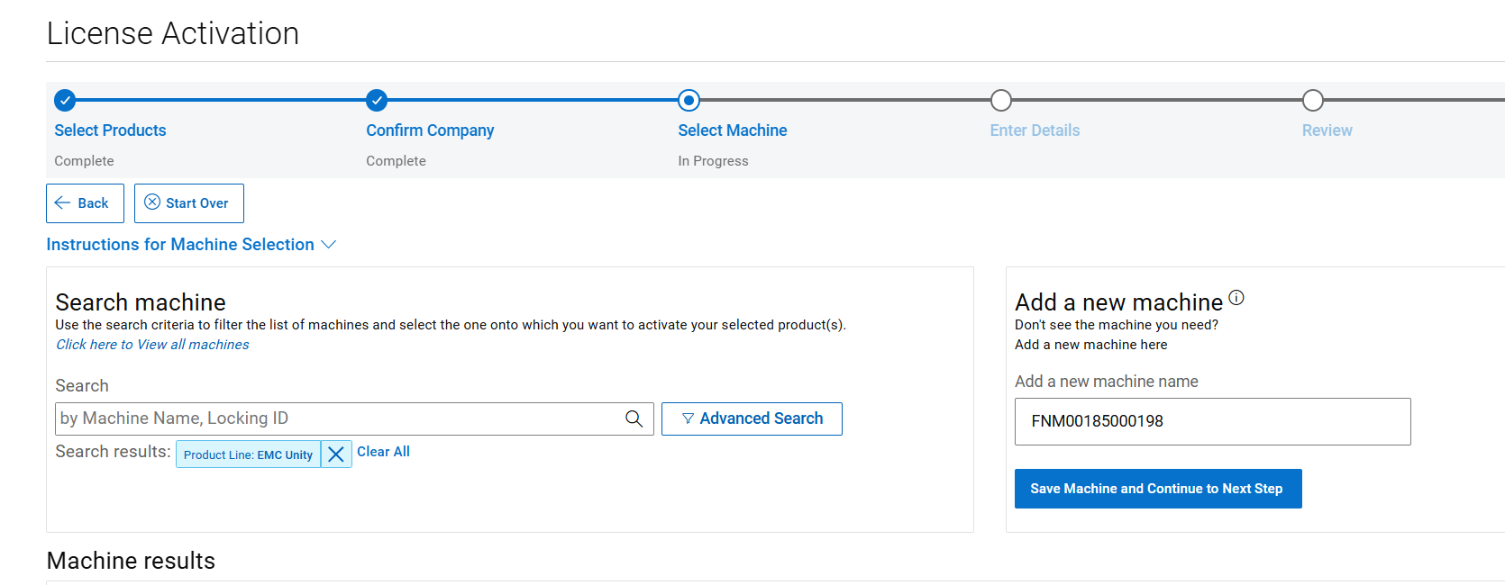 Search and add a machine