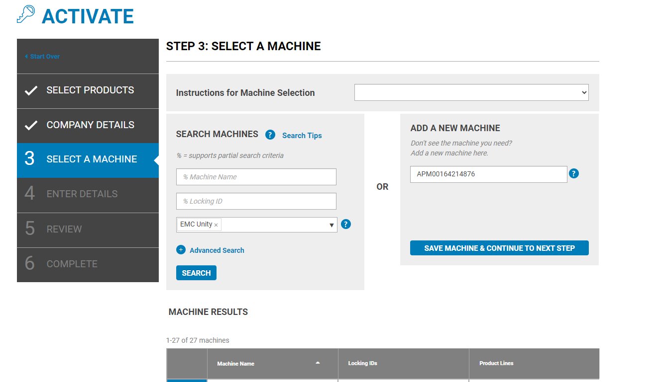 SÉLECTIONNER UNE MACHINE