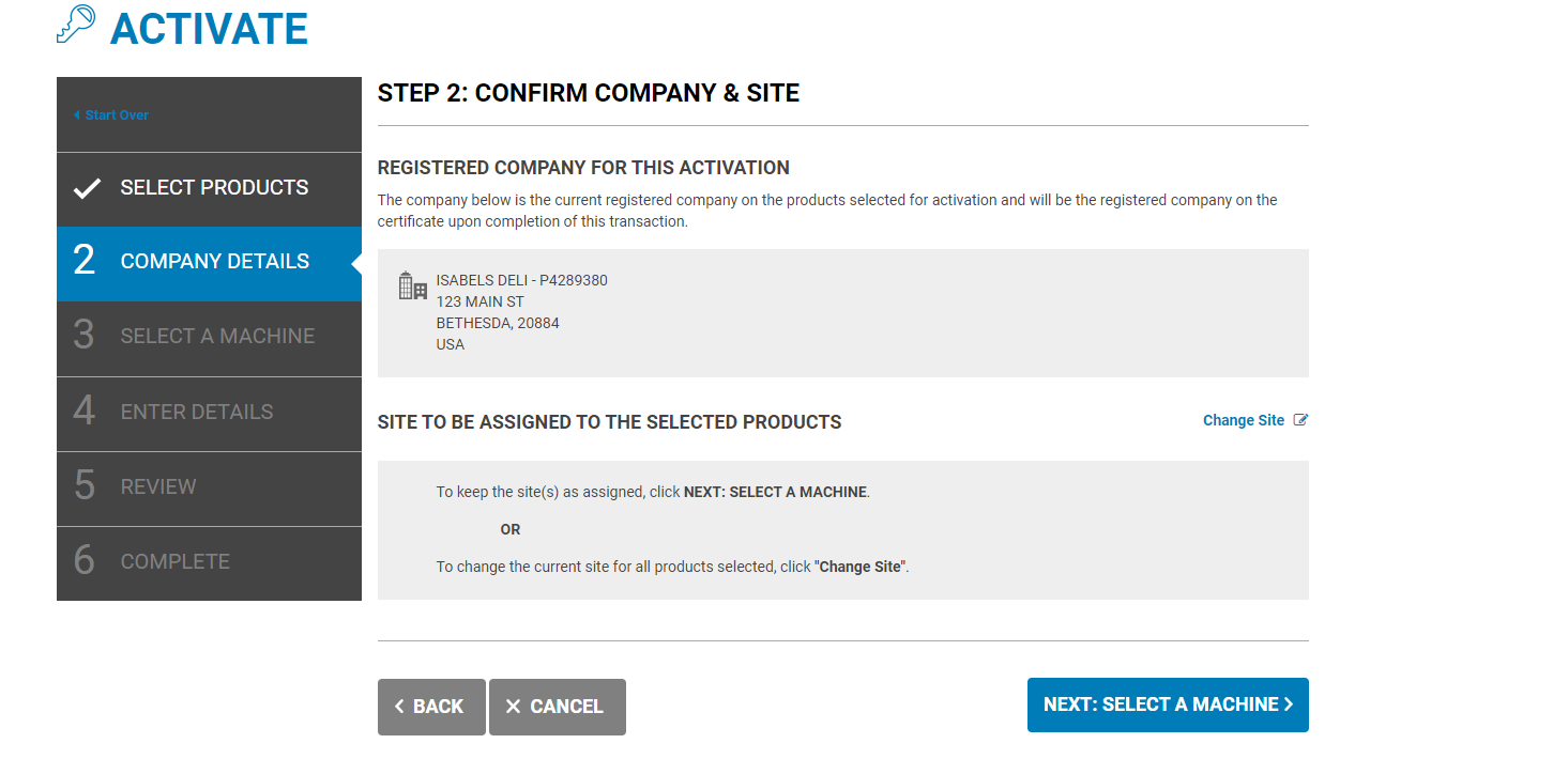 CONFIRMAR EMPRESA & SITE