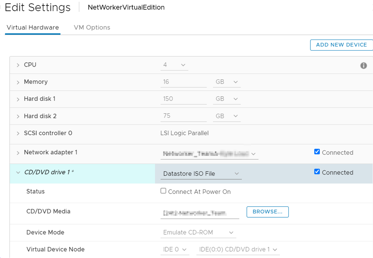 montage de l’ISO dans VMware