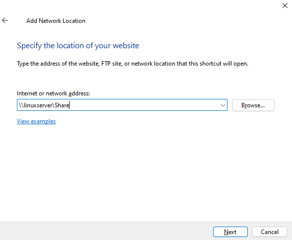 共有フォルダーのWindowsマウントポイント