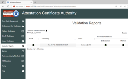 Rapports de validation