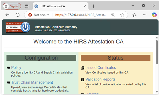 HIRS Attestation CA ページへようこそ