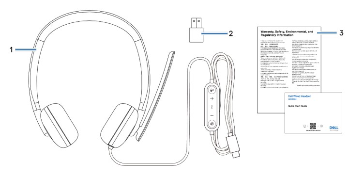 Dell Pro Wired Headset WH3024 Box Contents