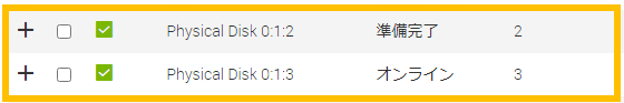 iDRAC UI上の物理ディスクステータス