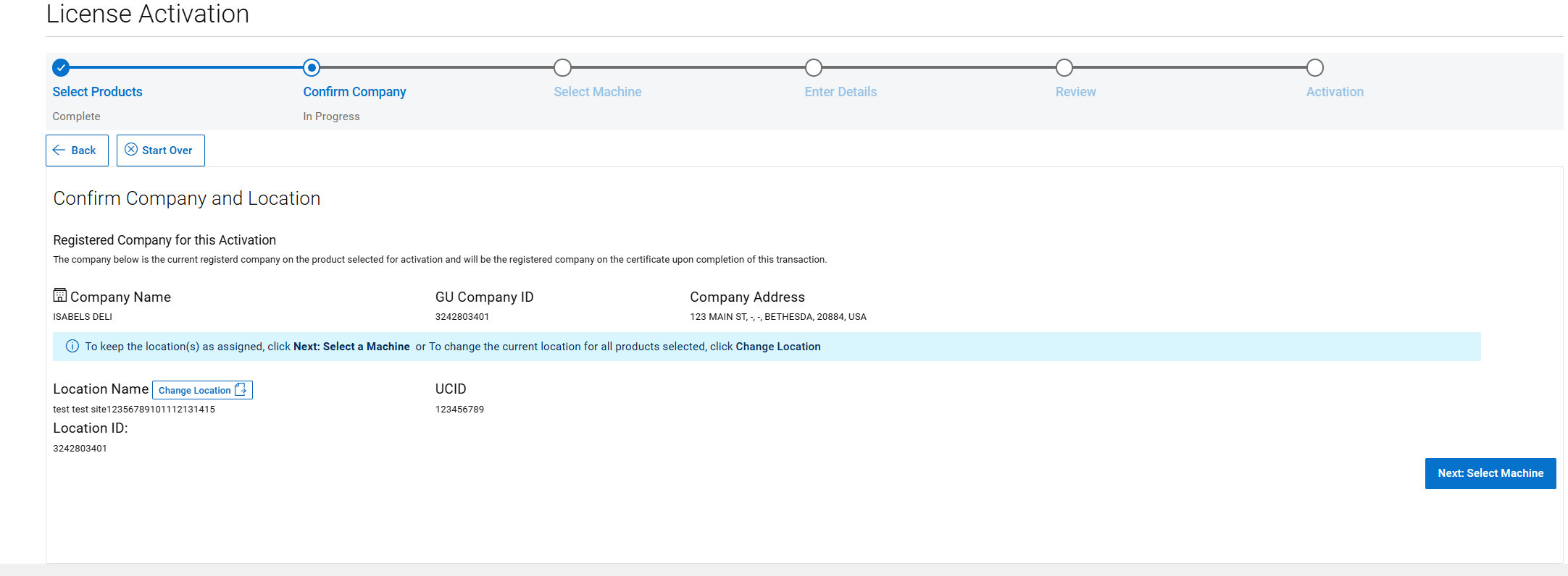 confirm company and location