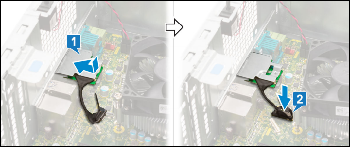 戴尔 Precision 或 OptiPlex 的后视图，插入 VGA 模块