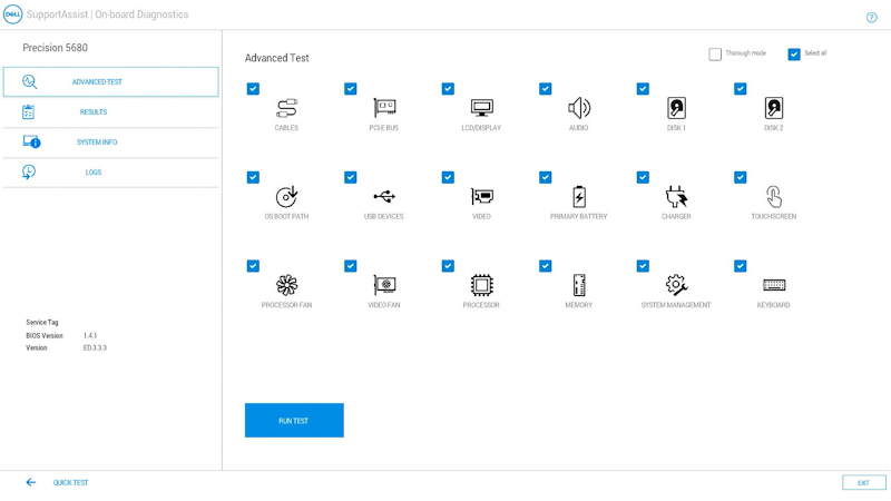 Avanceret testskærm