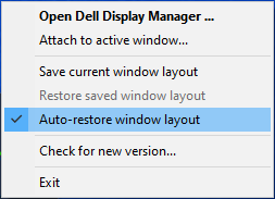 Auto restore window layout in the system tray menu