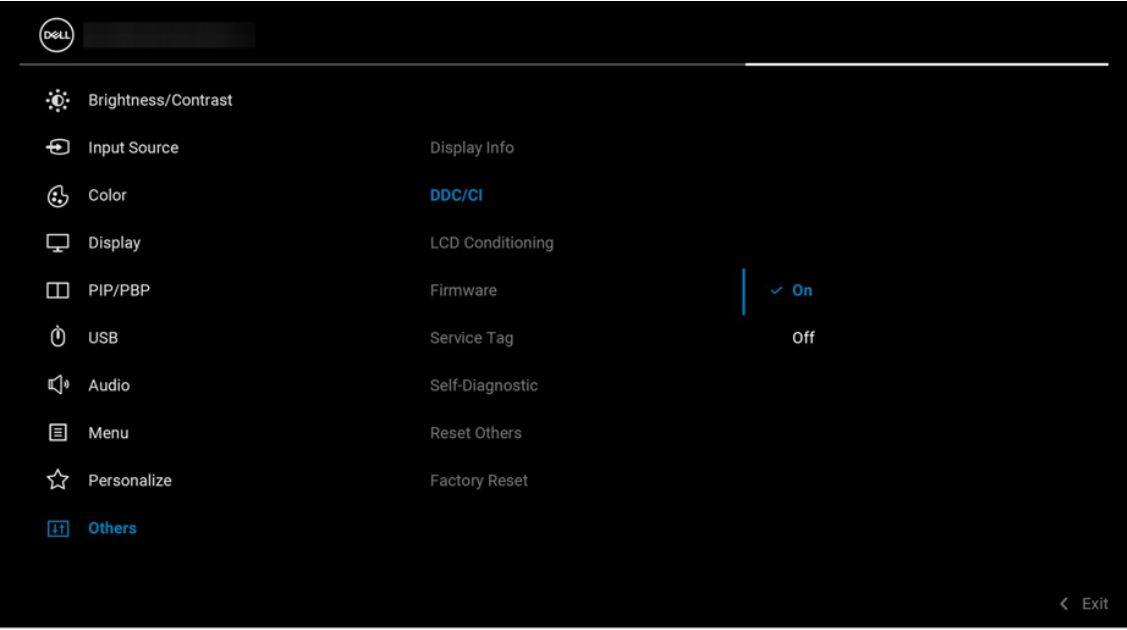 Image shows how to enable DDC/CI in OSD menu of Dell Monitor before using DDM2.0