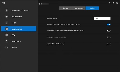 Easy Arrange Settings om persoonlijke voorkeuren in te stellen