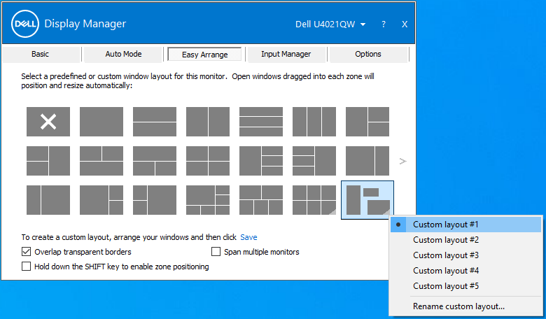 Назвіть макет екрана в Dell Display Manager