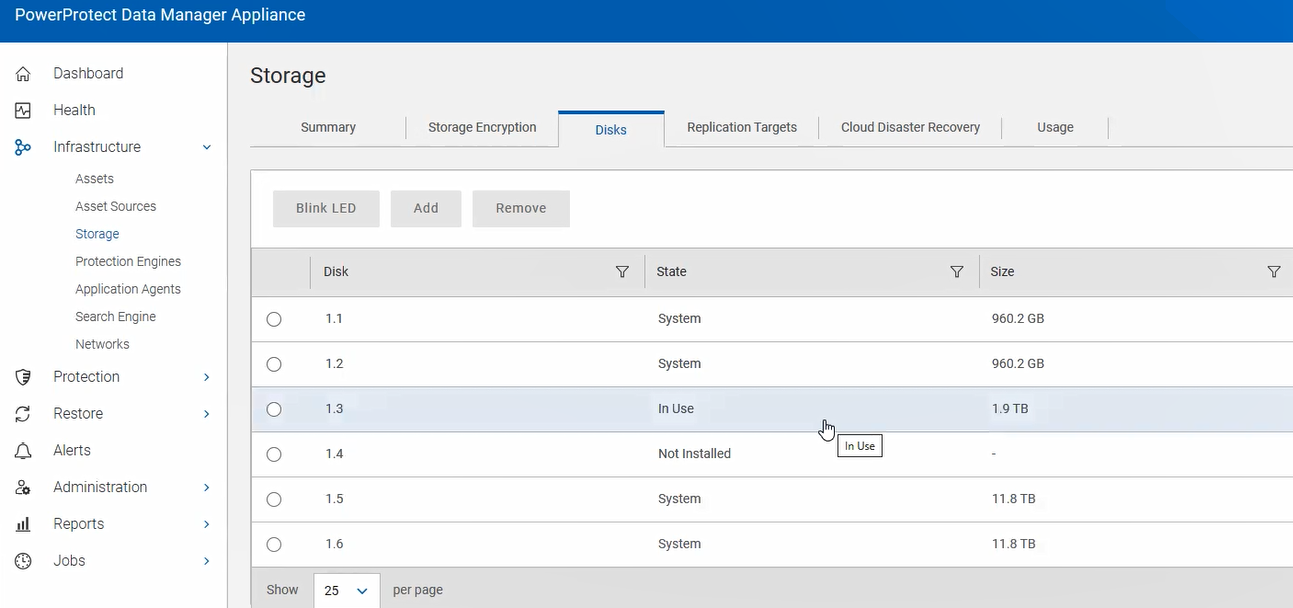 The disk’s state will change from Unknown or Not Installed to In Use.