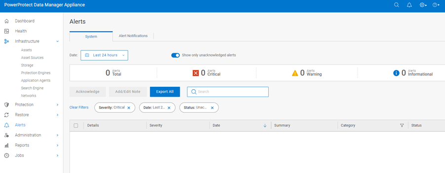 On the Alerts page, verify that there are no alerts related to the replaced drive.