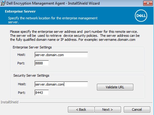 Enterprise Server menu