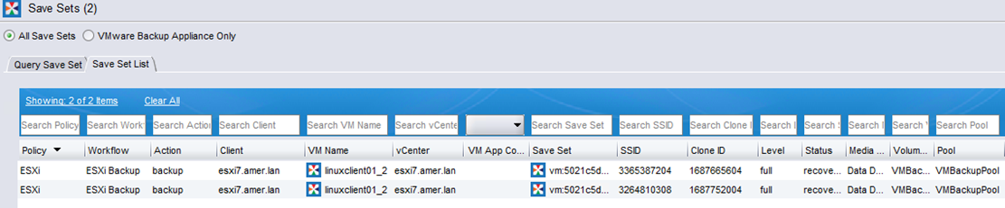 Save Sets information in NMC
