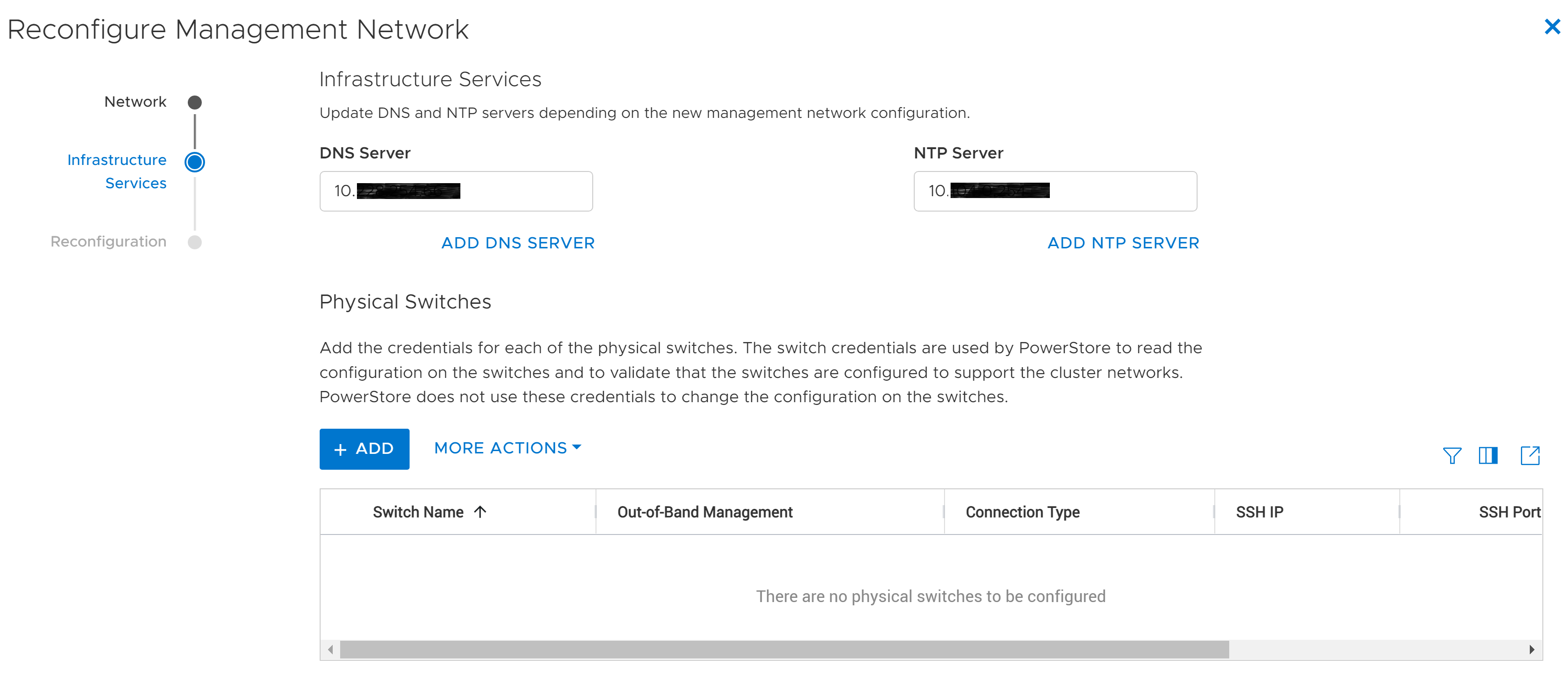 NTP configurato con indirizzo IP