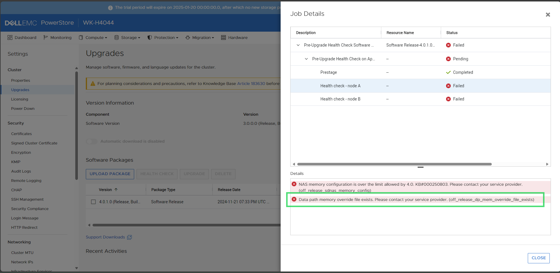 Istnieje plik zastąpienia pamięci ścieżki danych (DP) Błąd sprawdzania PUHC